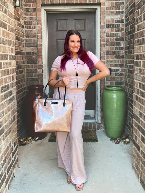 crop top pant set light pink misty bd