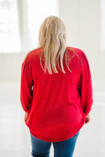 balloon sleeve vneck blouse misty bd red plus back