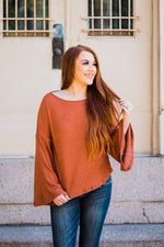 Bell Sleeve Top Brick front