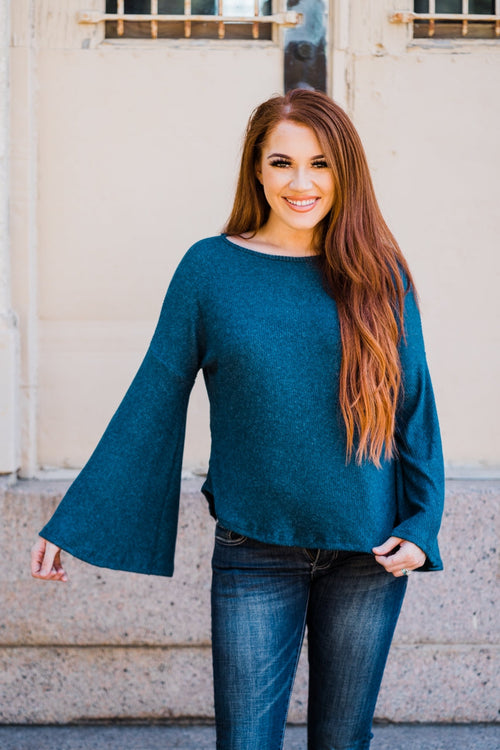 Bell Sleeve Top Hunter Green front