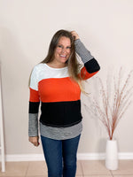 color block long sleeve waffle top orange misty bd