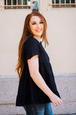 Eyelet Babydoll Top in black side