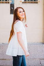Tiered Eyelet Babydoll Top in white side