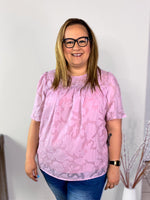 Lace Overlay Top in Pinkish Purple - 2XL Only