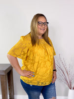 Lace Overlay Top in Yellow - 2XL Only