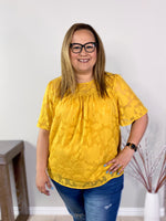 Lace Overlay Top in Yellow - 2XL Only