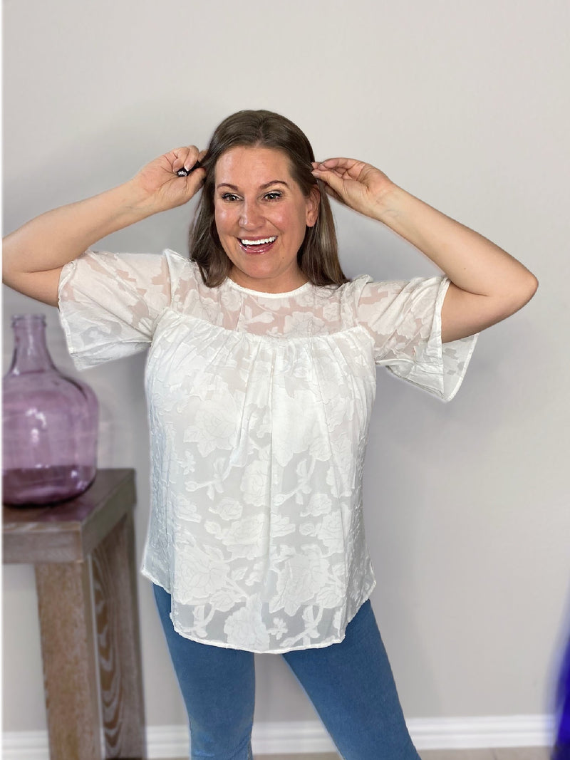 white lace blouse with solid lining misty bd hands by ears