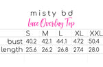 Lace Overlay Top in Blue misty bd size chart
