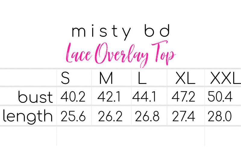 lace blouse size chart misty bd