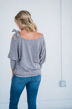 Tie Shoulder Sweater in Oatmeal - S-L