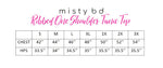 Ribbed One Shoulder Top brick size chart