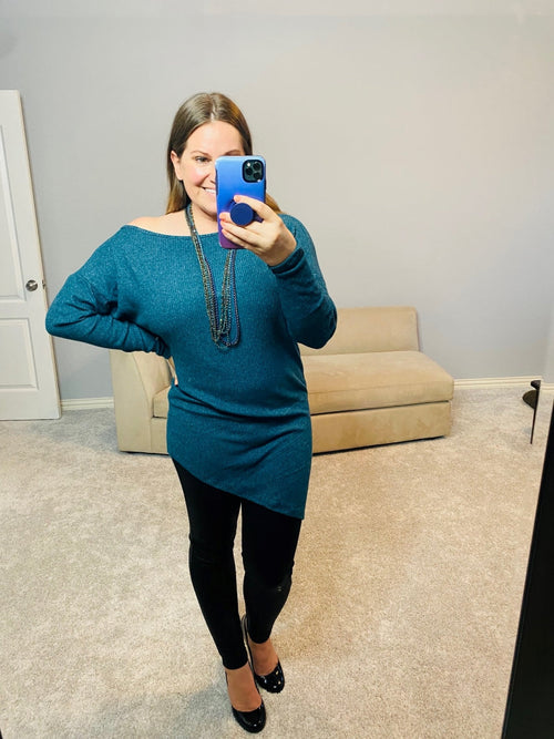 Ribbed One Shoulder Top Hunter Green MistyBD selfie