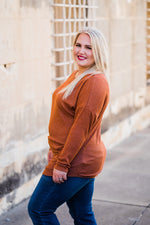 Ribbed One Shoulder Tunic Top Brick curvy side'