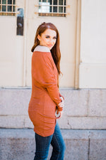 Ribbed One Shoulder Tunic Top Brick side