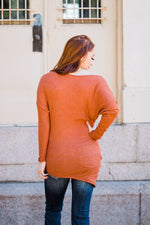 Ribbed One Shoulder Tunic Top Brick back
