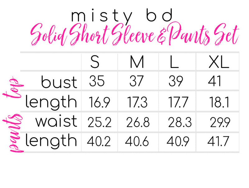 Short Sleeve & Pants Set in Blush - S-XXL