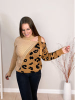 Strappy Cold Shoulder Sweater brown leopard print mistybd looking down