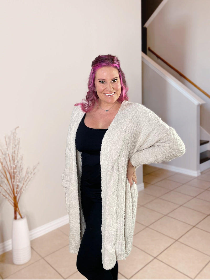 sherpa cardigan duster braided cable knit white stone misty bd