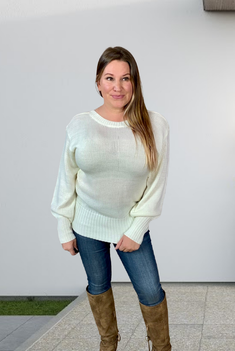 Tie Back Sweater in Ivory - S-XL