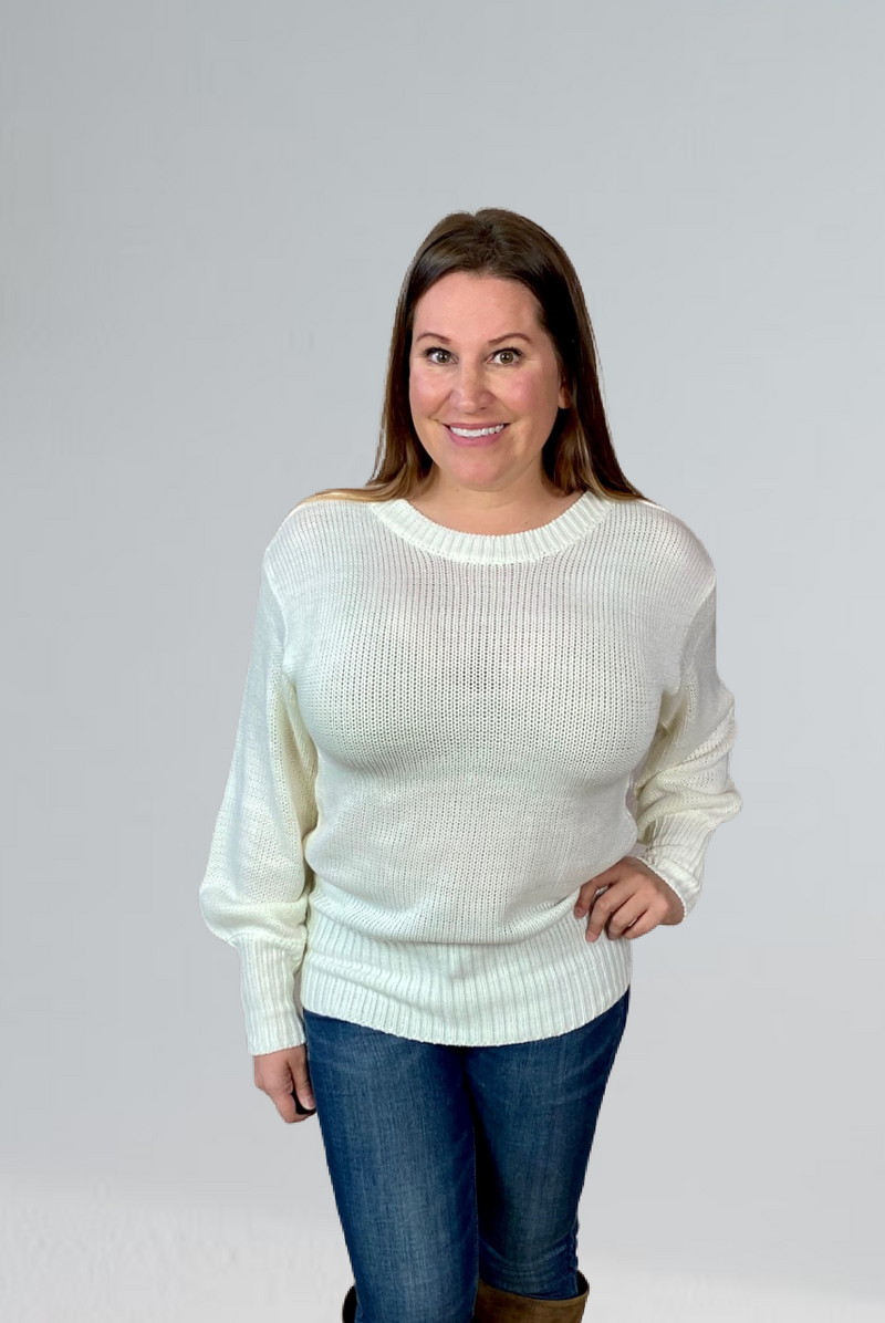 Tie Back Sweater in Ivory - S-XL