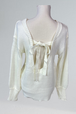 Tie Back Sweater in Ivory - S-XL