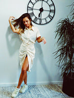 Tie Waist Button Front Dress