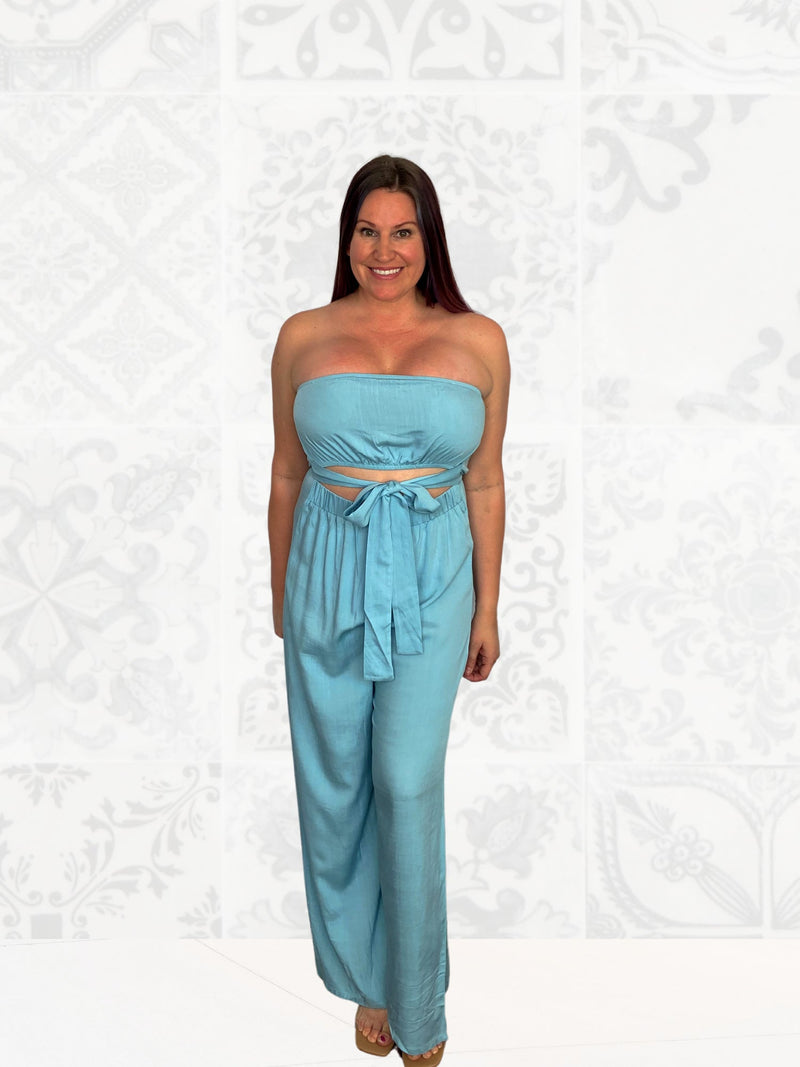 tie waist bandeau jumpsuit blue misty bd front