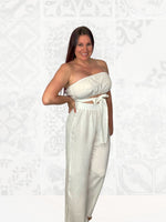 Tie Waist Jumpsuit in White - S-XL