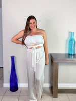 Tie Waist Jumpsuit in White - S-XL