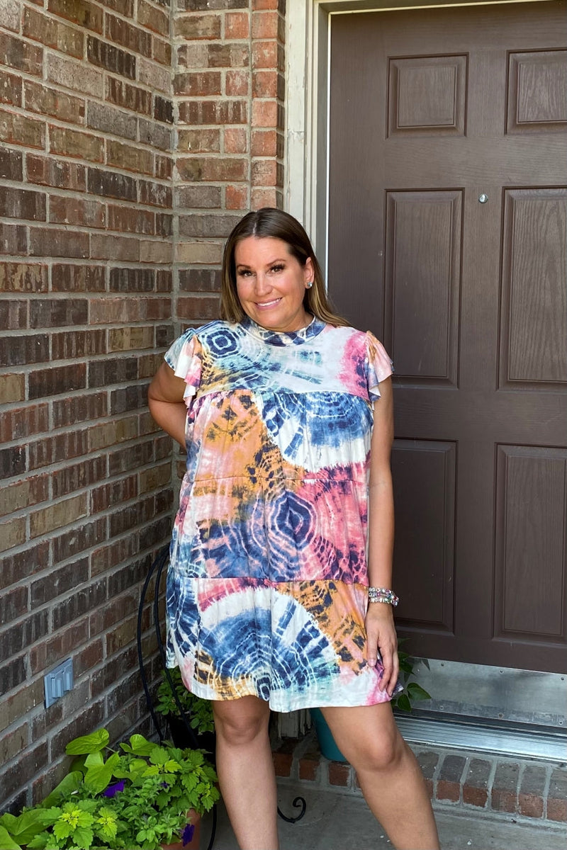Tiered Pocket Dress in Tie Dye - Small Only