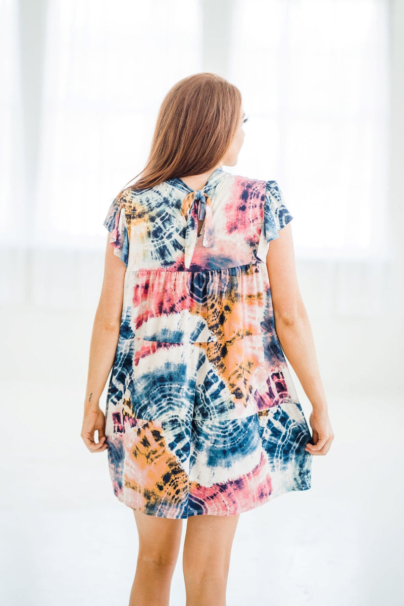 Tiered Pocket Dress in Tie Dye - Small Only