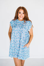 Tiered Pocket Dress in Blue Floral - S-3X