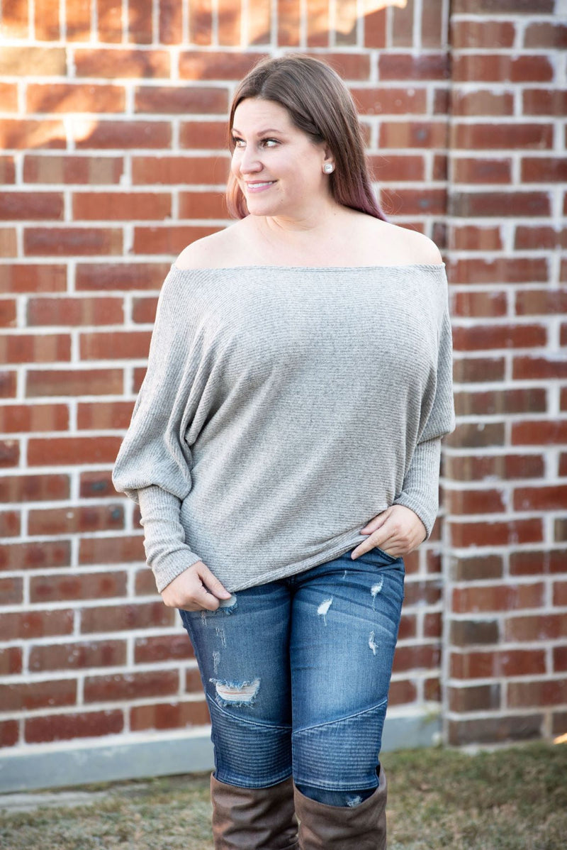 Tie Shoulder Sweater in Oatmeal - S-L