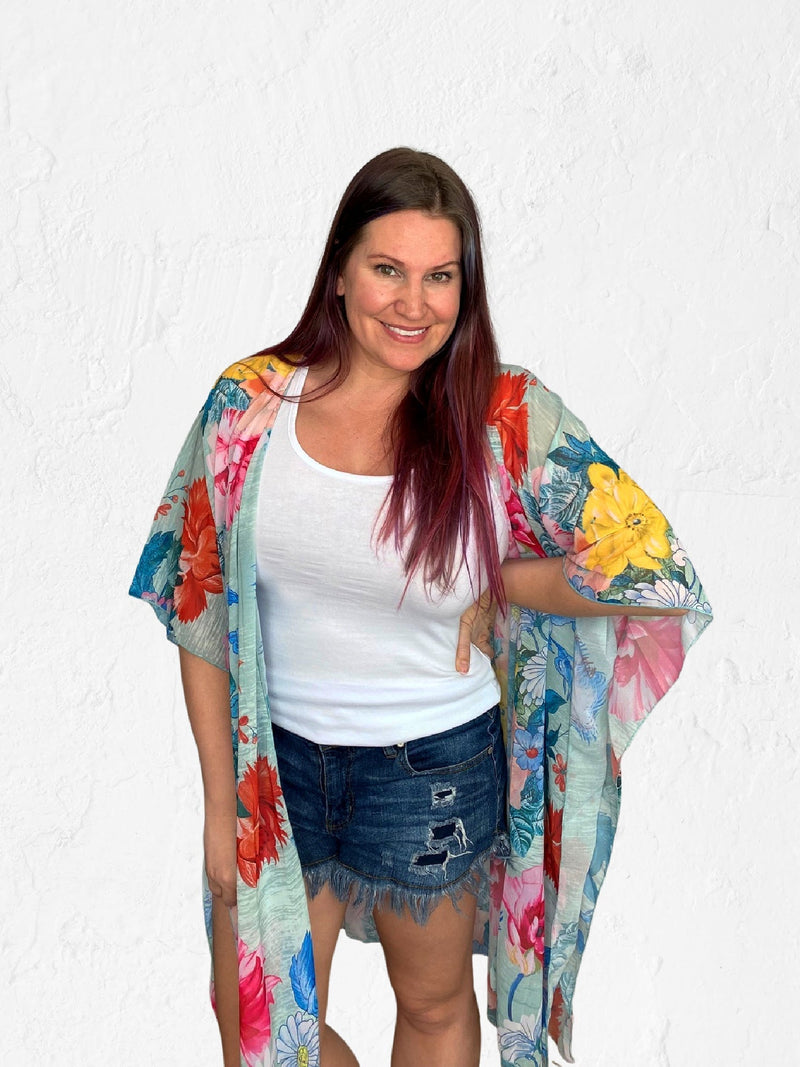 green floral kimono cardigan misty bd
