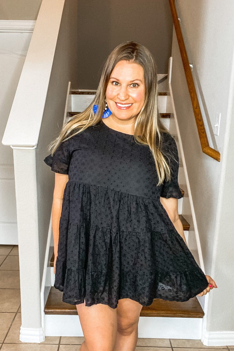 Eyelet Babydoll Top in black inside