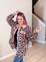 Printed Corduroy Jacket in Pink - S-XL
