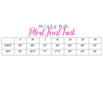 pleat front tank aqua base with red floral size chart